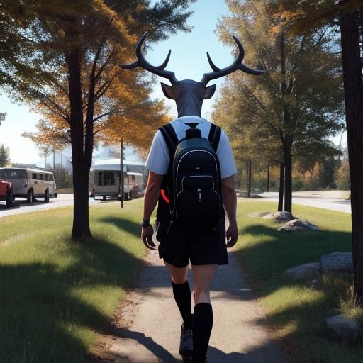 Cartoon Wendigo Walks to School Bus