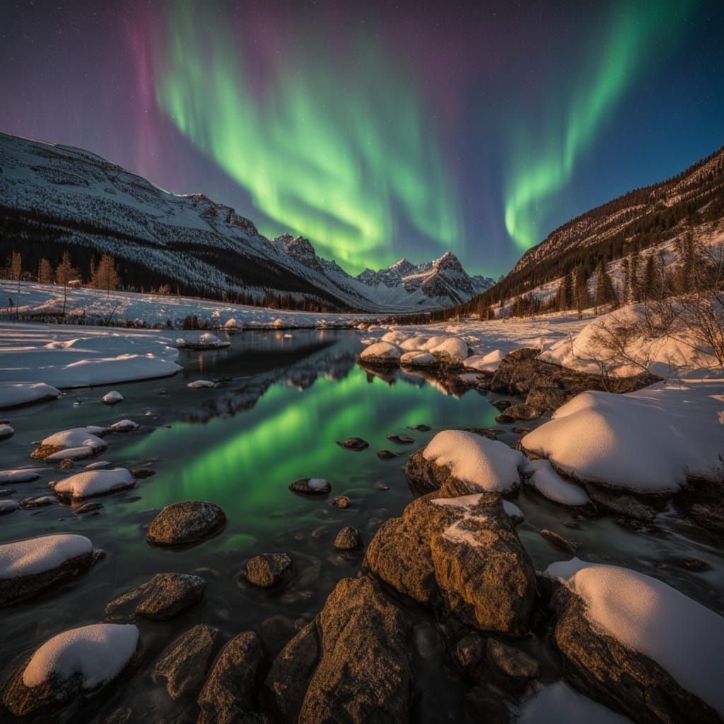 Northern Lights in Vibrant Digital Art