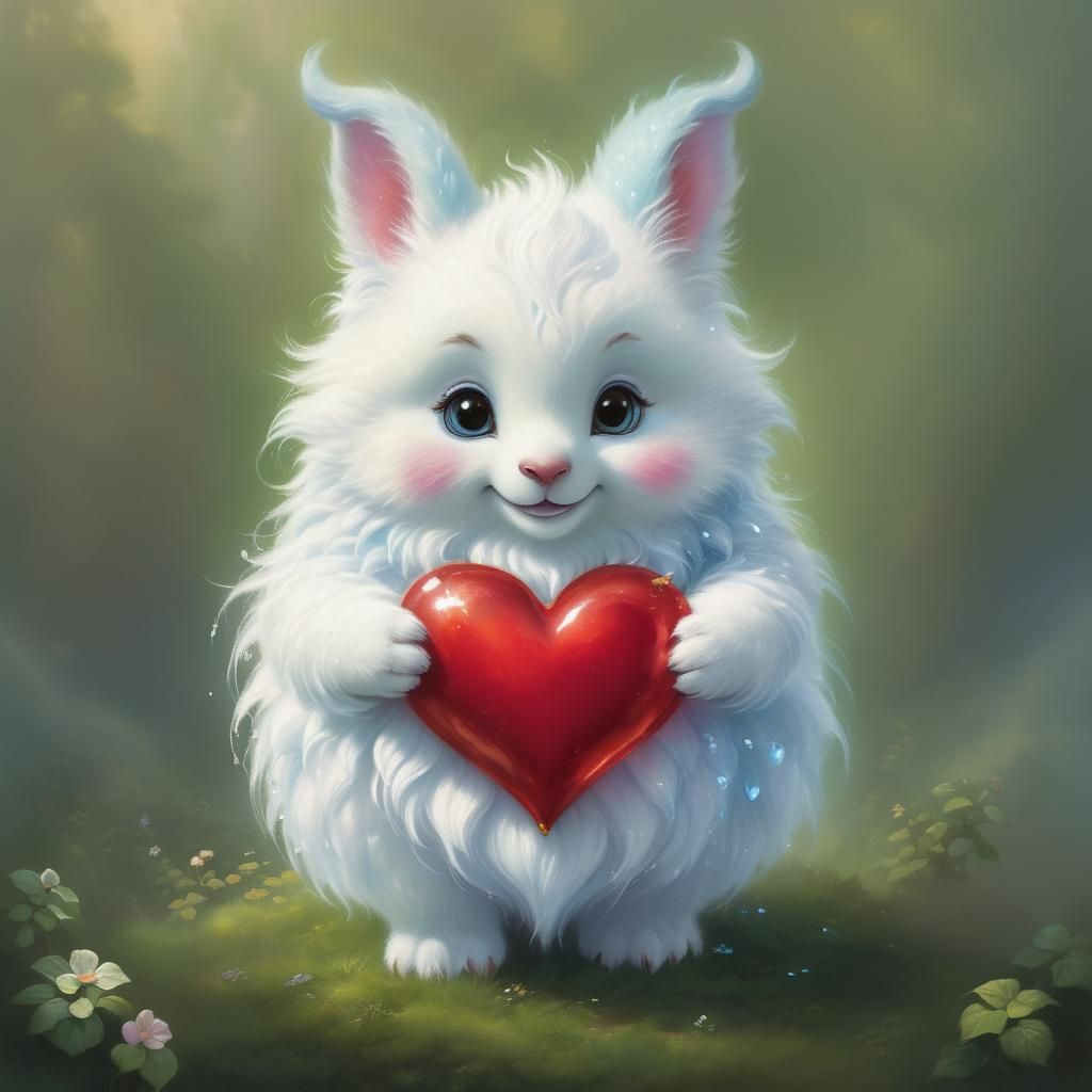 Mythical Creature with Giant Heart in Ethereal Style