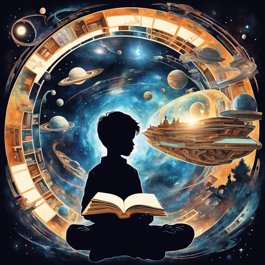 Cosmic Odyssey in Surrealist Double Exposure