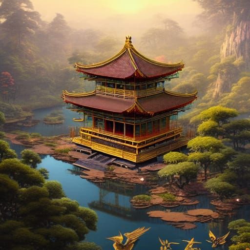 Detailed Matte Painting of Baiyang Temple