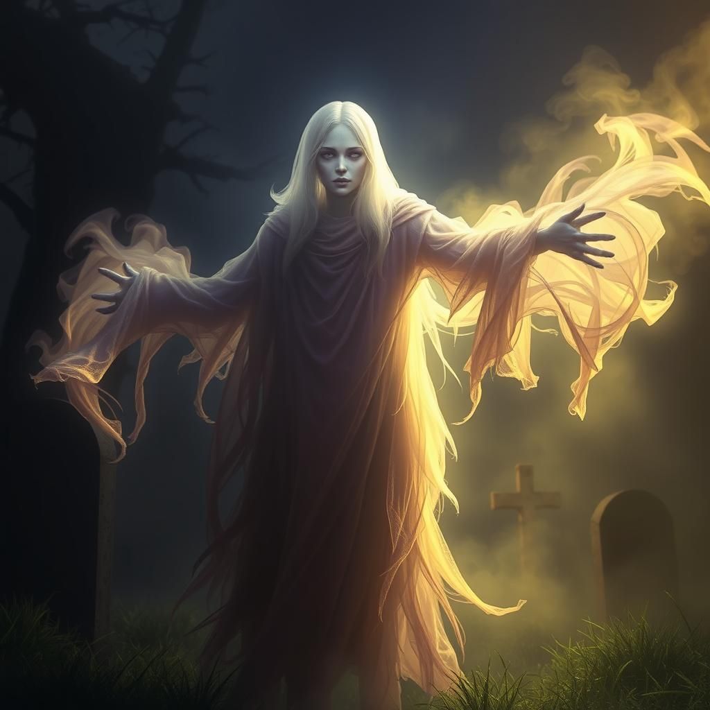 Ethereal Ghost in Mist, Dark Fantasy Art