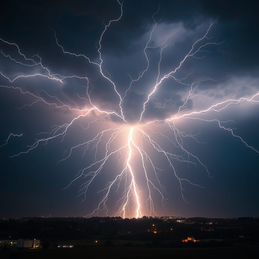 Exploding Thunderstorm Unleashes Lightning Burst
