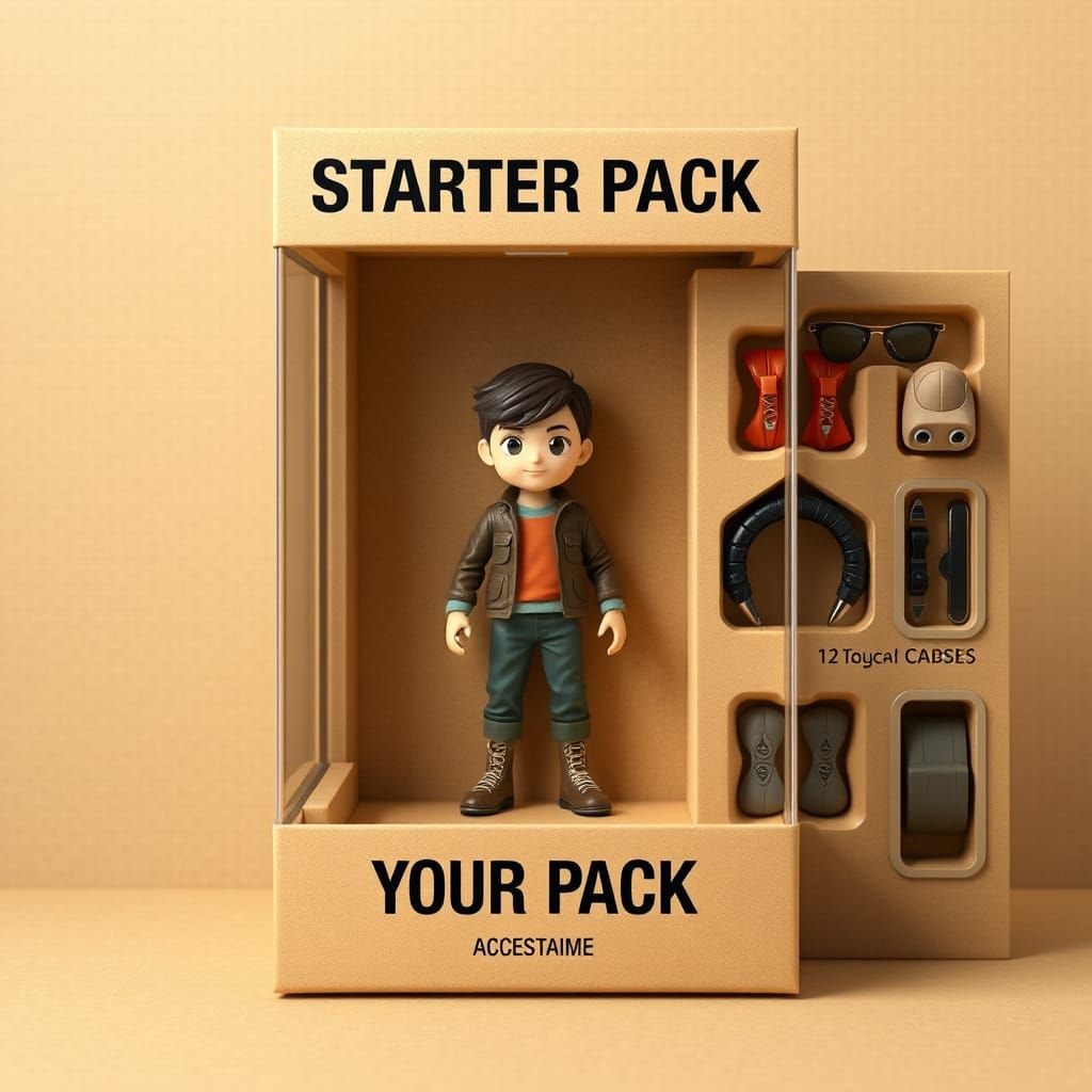 Stylized Starter Pack Collectible Figurine Box in Transparen...