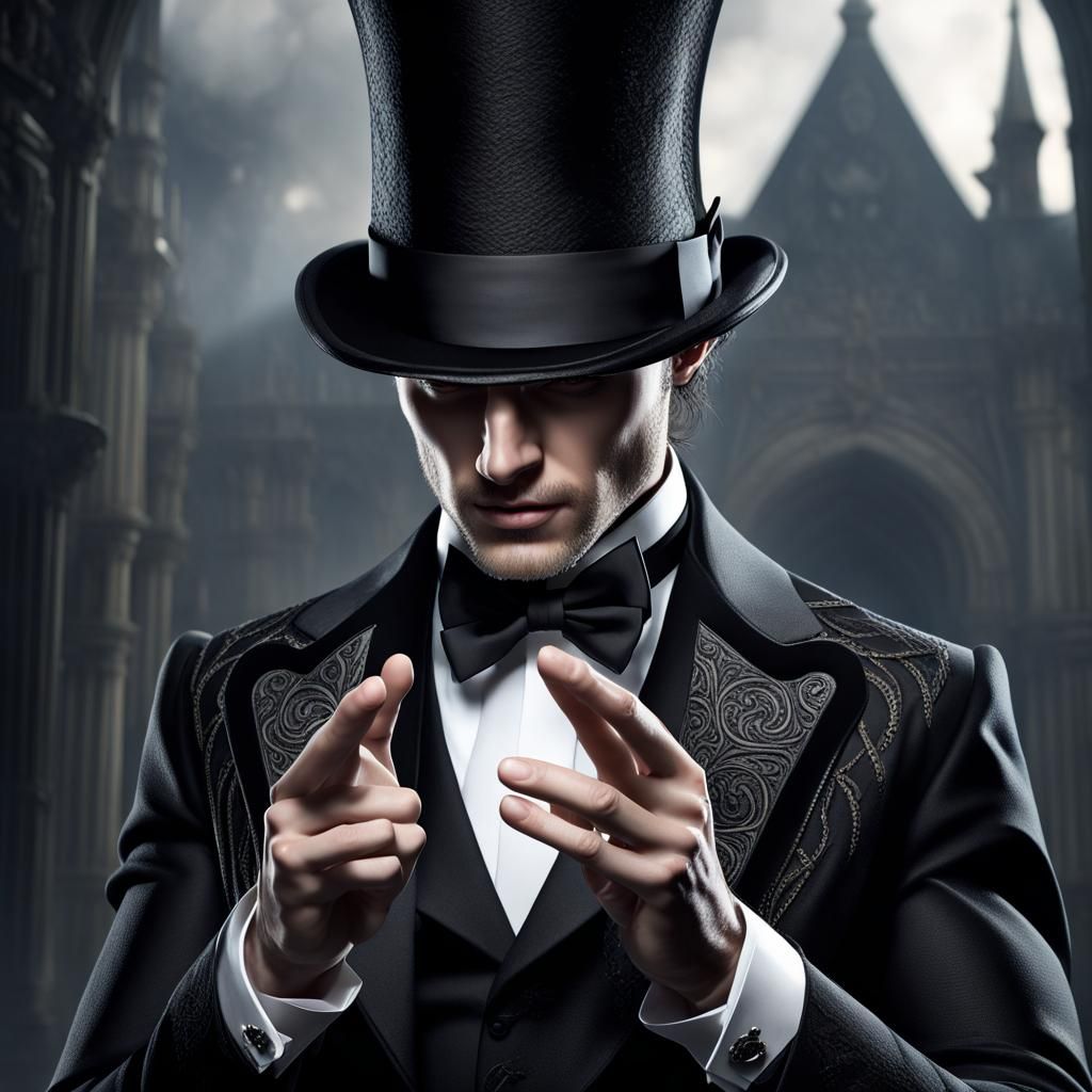 Dark Fantasy Magician in Elegant Gothic Style