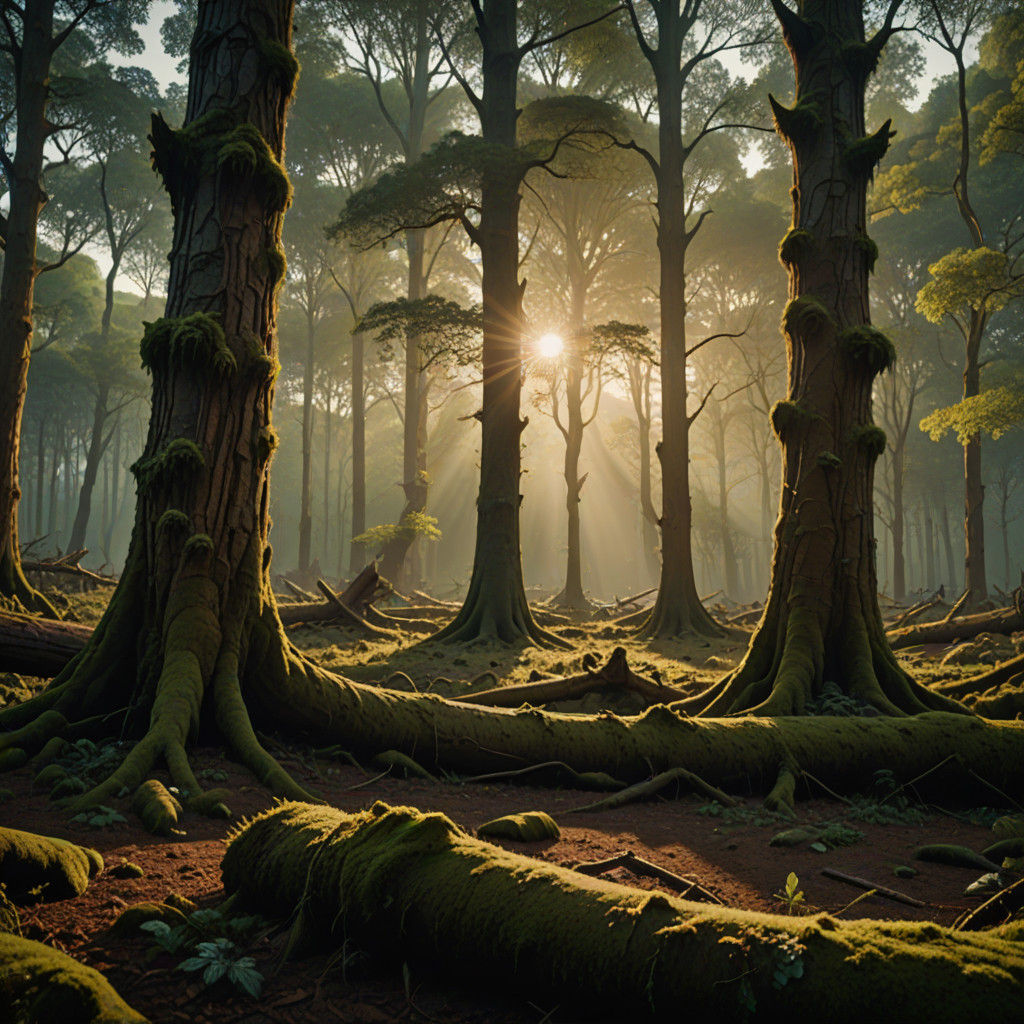 Cinematic Forest Landscape in Warm Earth Tones