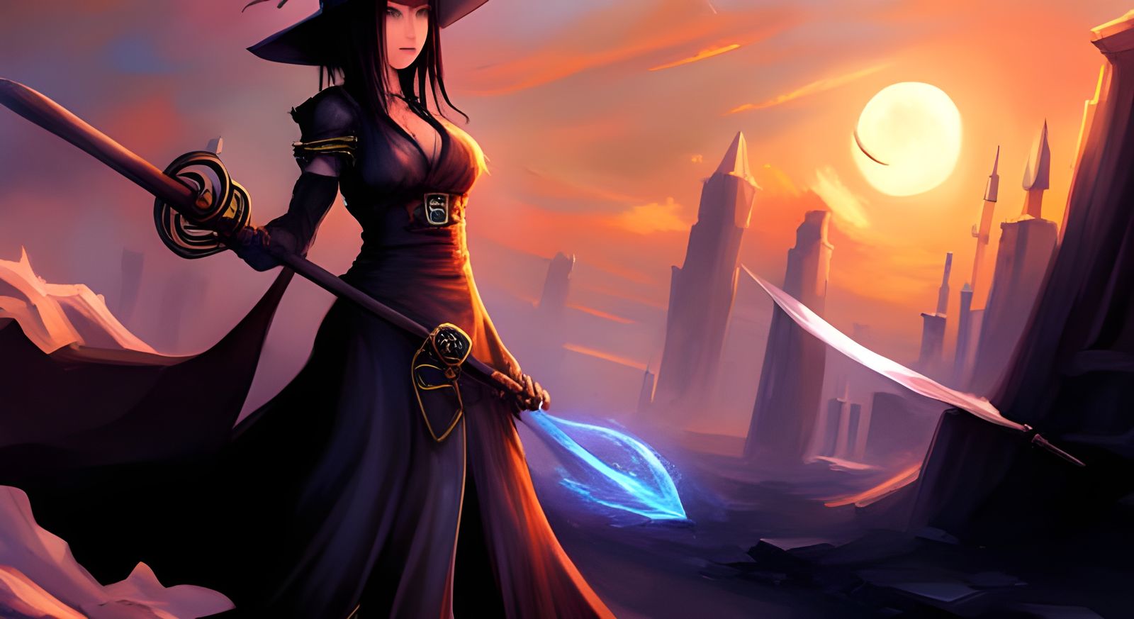 Action hyperdetailed portrait of Lulu, female black mage character final fantasy x black hair tied braids charms beads t...