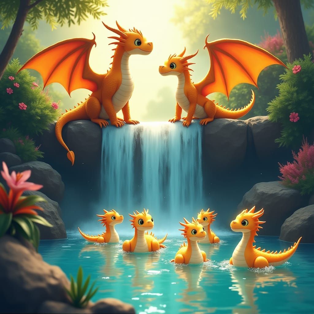 Baby Dragons in Oasis Paradise