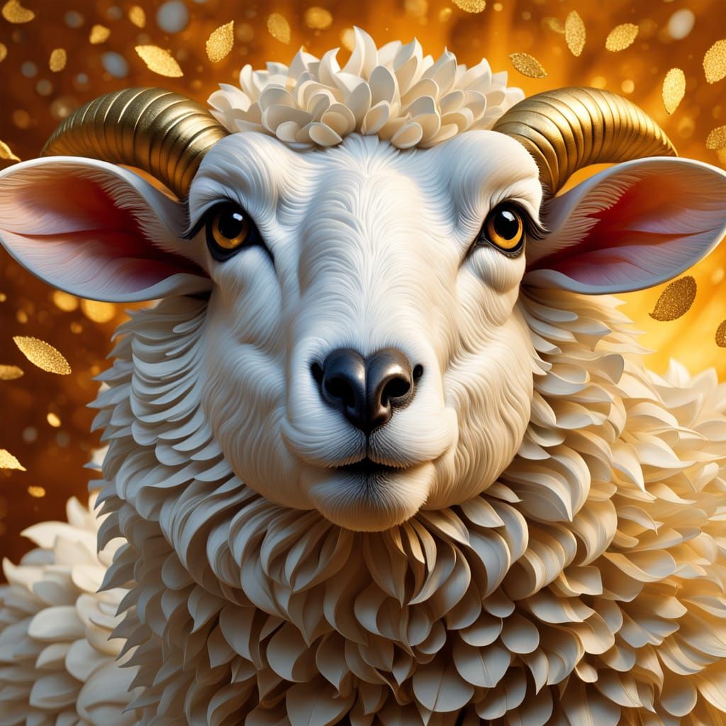 Anxious Sheep with Fairy Wings, Neo-Expressionist Style