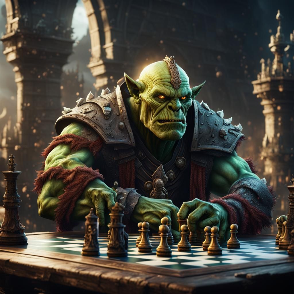 Orc Mutant Chess Game: Fantasy Concept Art
