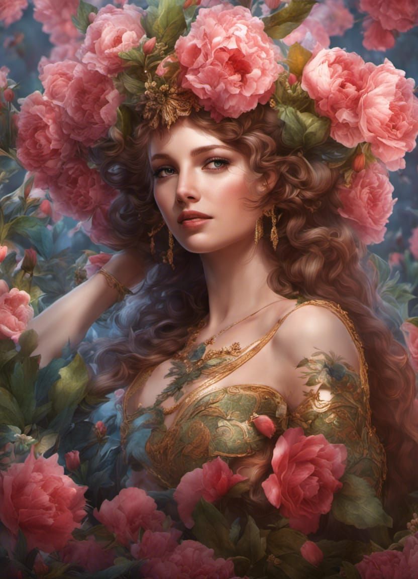 Persephone's Spring: A Hyperdetailed Fantasy Portrait