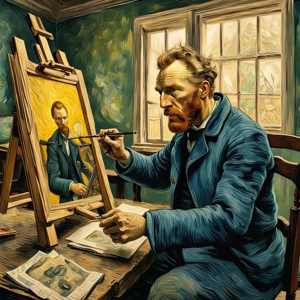 Artist's Self-Portrait with Post-Impressionistic Style