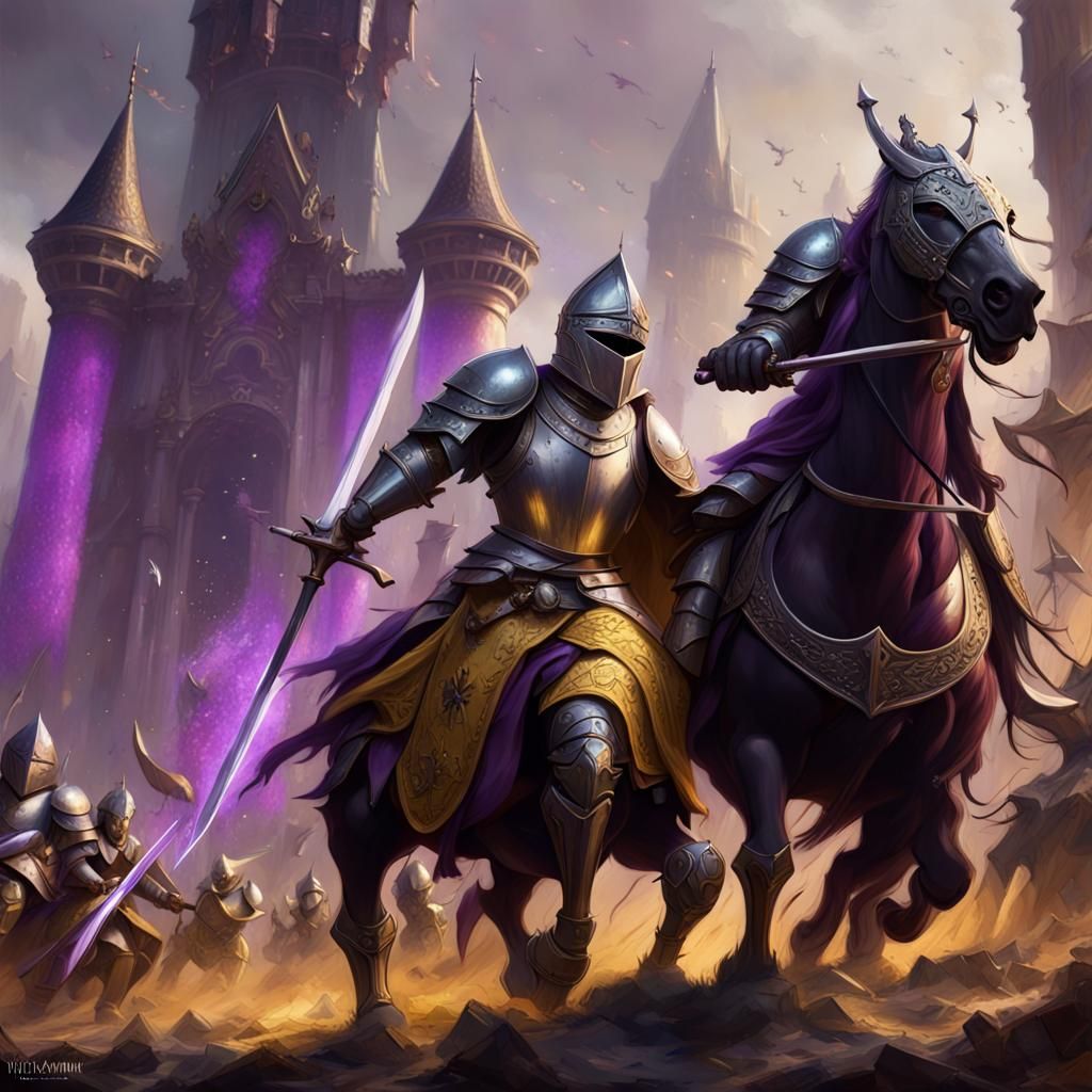 Epic Knight Armies Clash in Dark Fantasy Art