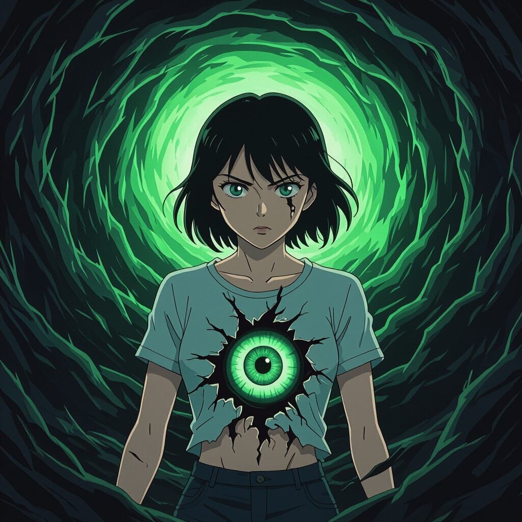 Surreal Horror: Woman's Eye Reveals Cosmic Void