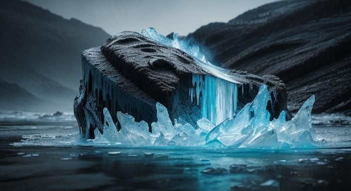 lava melt fusion with ice cool water
