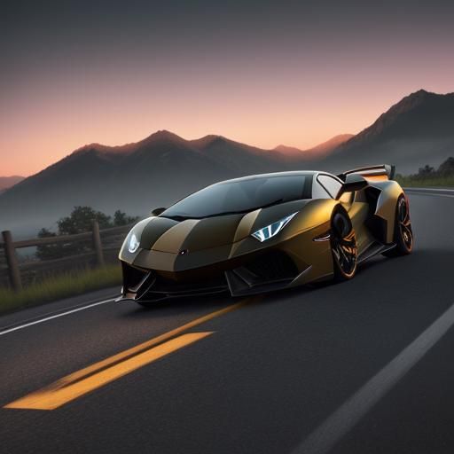 Lamborghini Sunset Speeding Down Winding Road