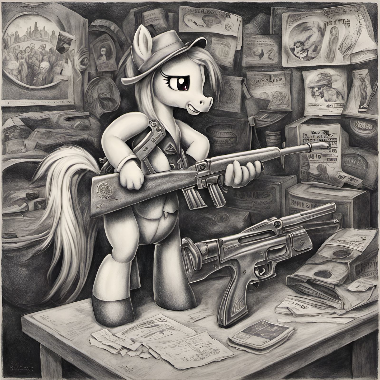 My Little Pony Prohibition Poster: Charcoal Drawing
