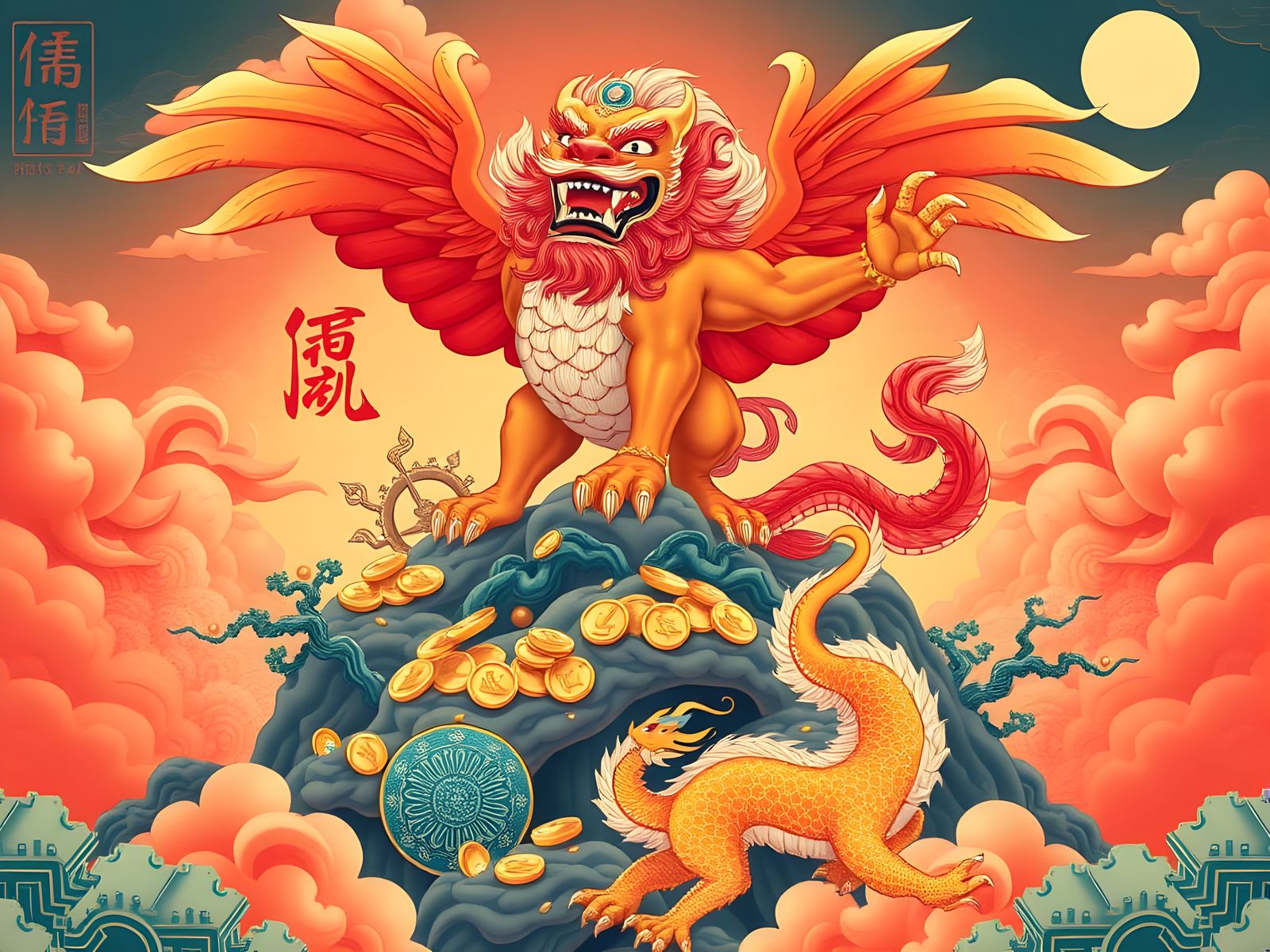 Mythical Chinese Pixiu: Winged Lion Guardian
