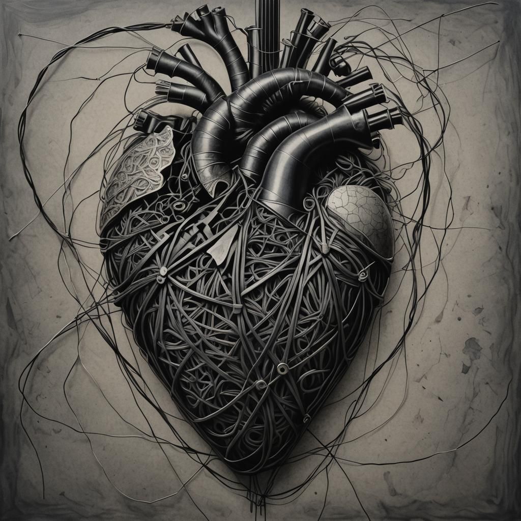 Heart of Torn Paper in Charcoal Drawing