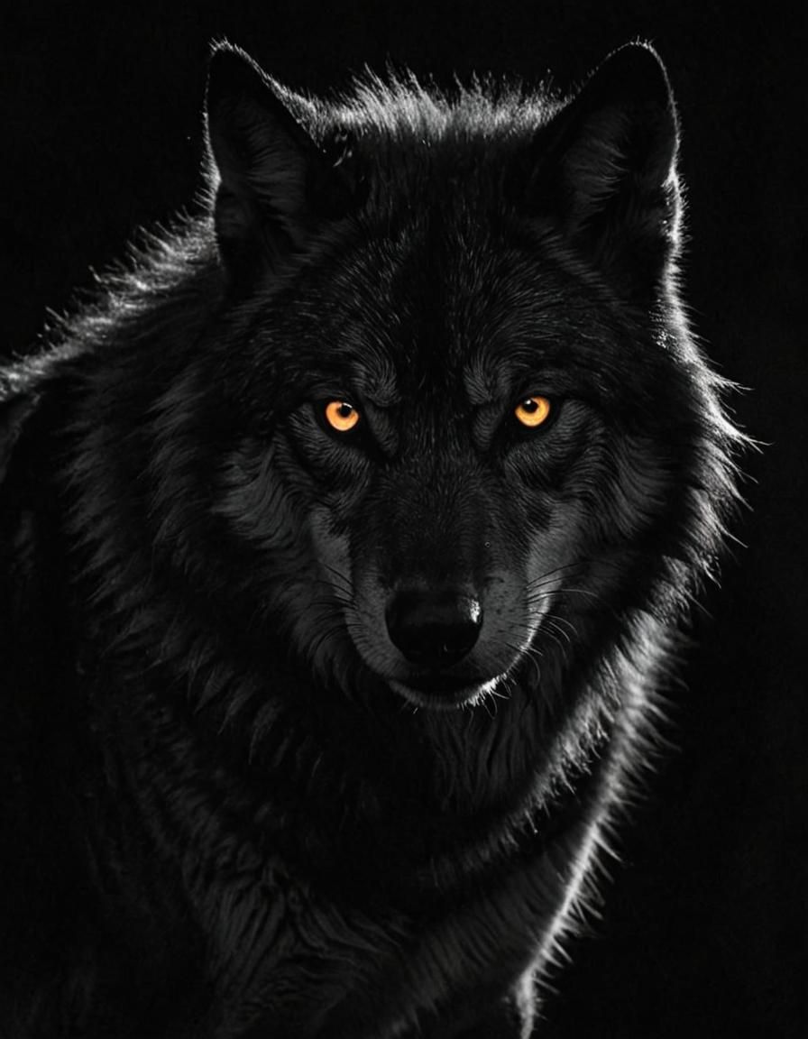 Dramatic Wolf Silhouette in Black and White