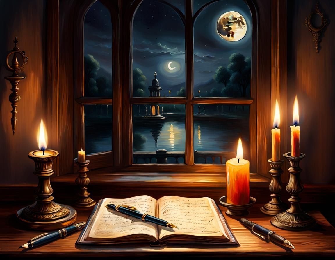 Serene Renaissance Still Life with Candles and Diary