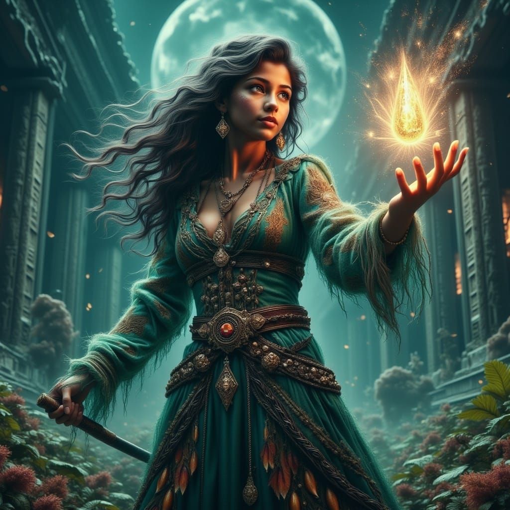 Teenage Wizard Casting Spell in Hyperrealism Style