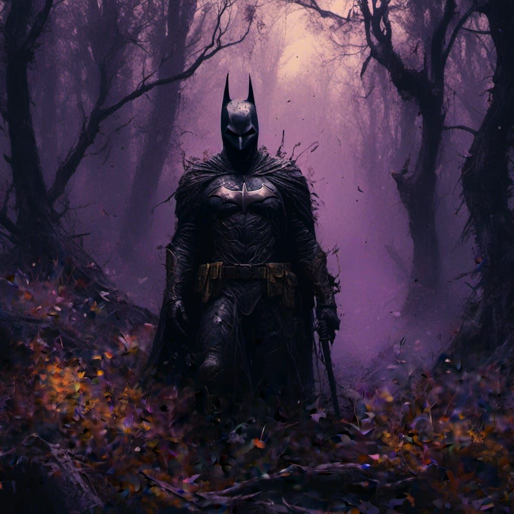 Dark Knight in Forest: Macabre Fantasy Art