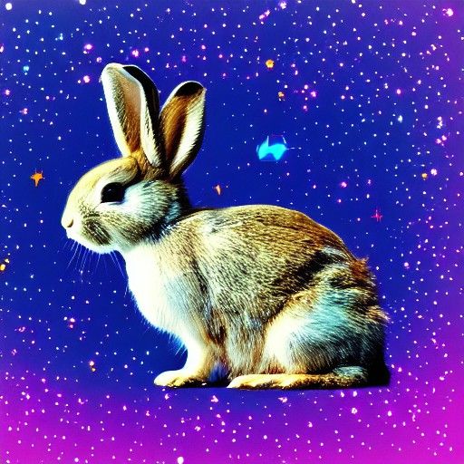 Cosmic Rabbit: Holographic Astral Illustration