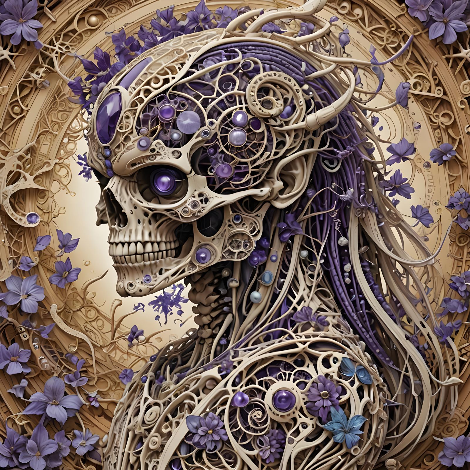 Australian Flora and Fauna with Amethyst Heartfractal