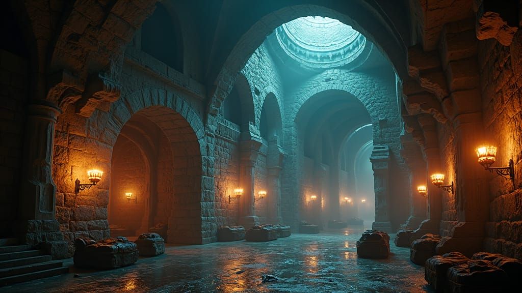 Grandiose Underground Thieves Guild in Dark Surrealism