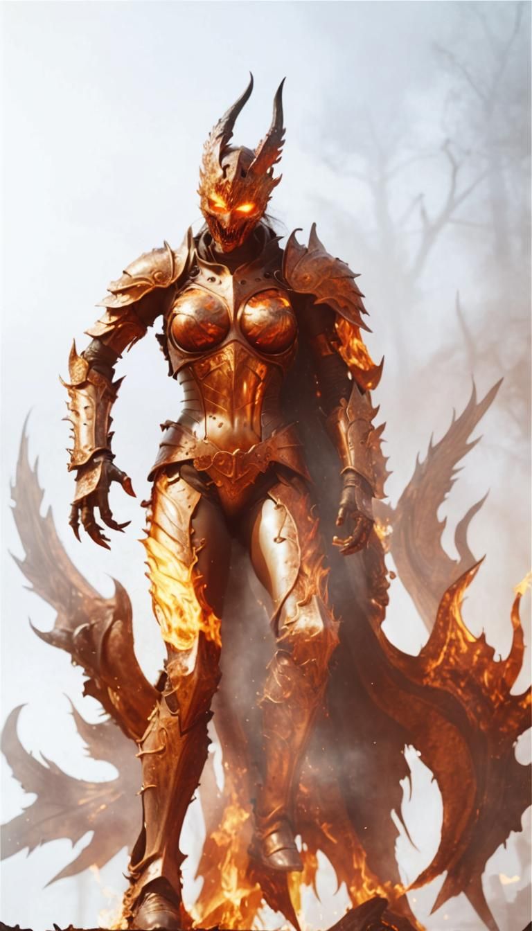 Winged Hell Demon in Rusted Armor, Dark Fantasy