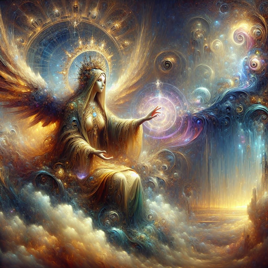 Compassionate Religious Figure in a Matte Painting