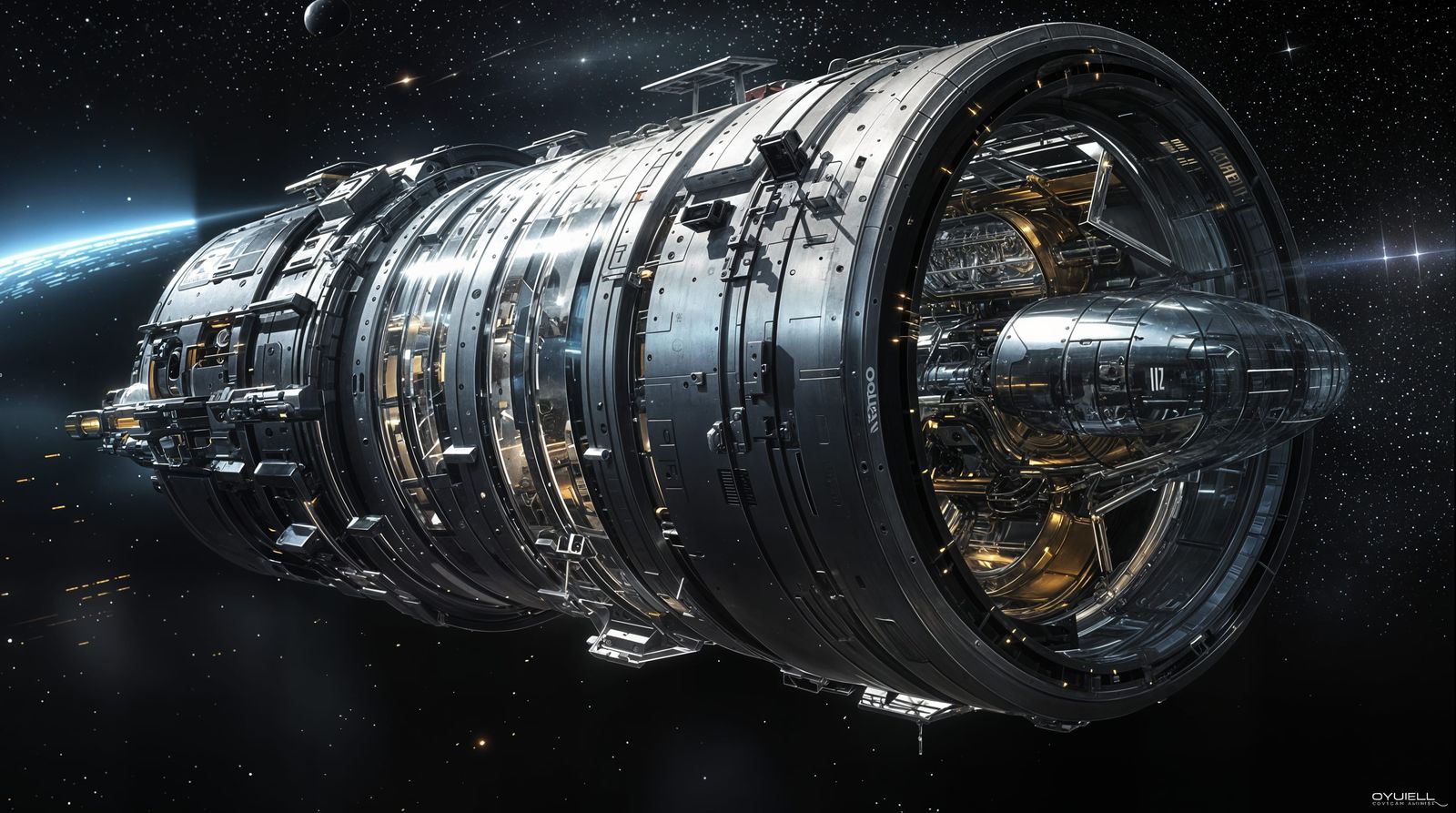 Surreal Metallic Cylinder Unveils Hidden Worlds