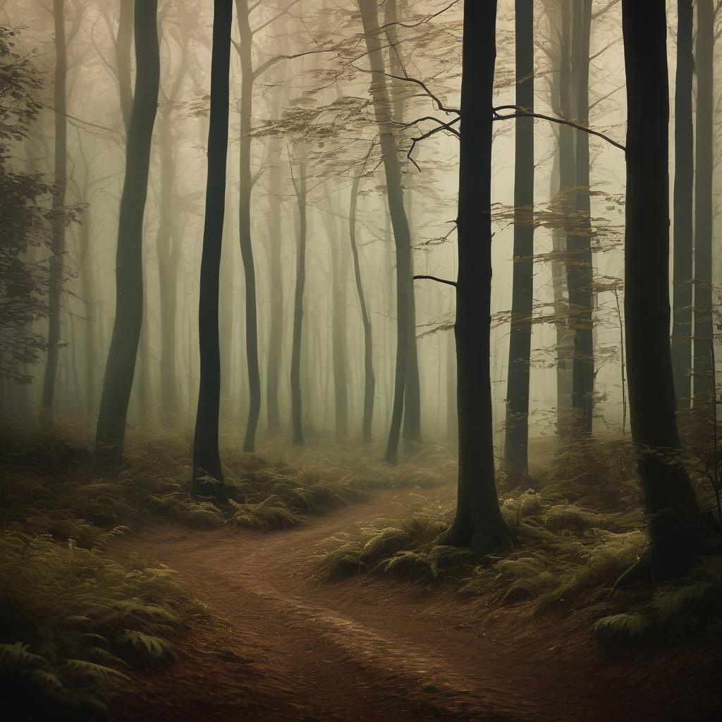 Misty Sepia Forest in Diffused Light