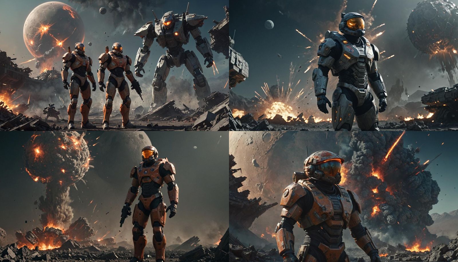 Moon Base Explosion: Sci-Fi Solider's Sacrifice