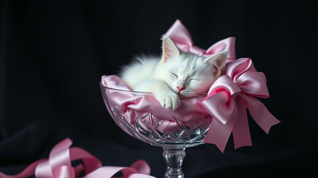 Fanciful Feline Slumber in Luxurious Crystal