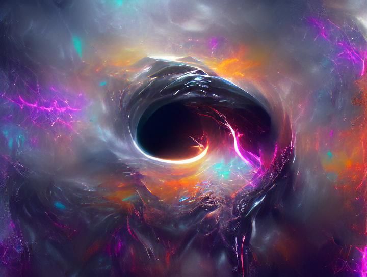 Angel of Death in Iridescent Cosmic Vaporwave