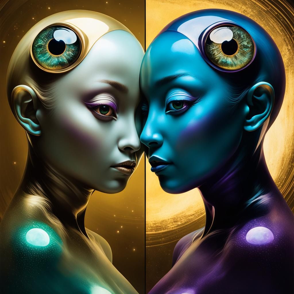 Yin-Yang Double Exposure with Ape and Lungfish