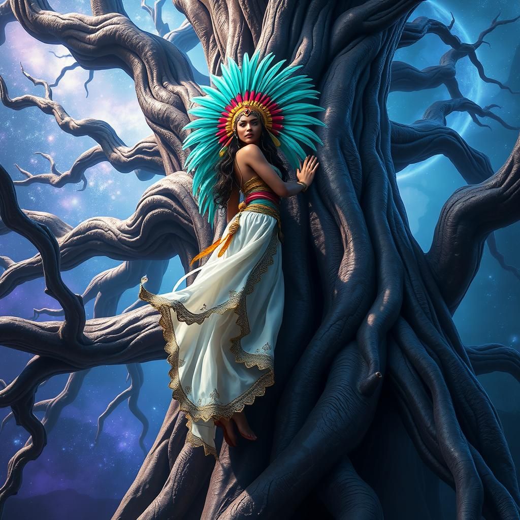 Aztec Woman Climbs a Tree to Heaven