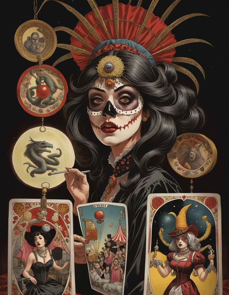 Bohemian Fortune Teller in Grotesque Circus Art