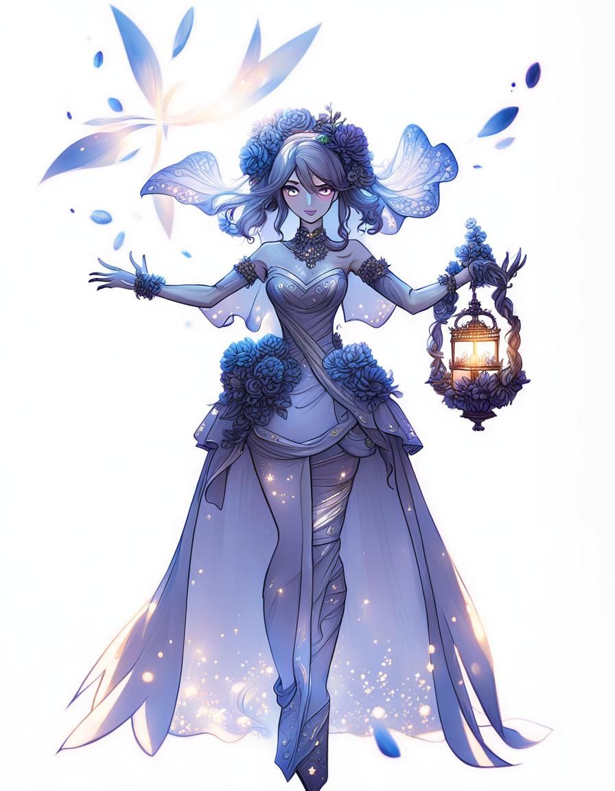 Floral Engraved Bride Character in Light Style