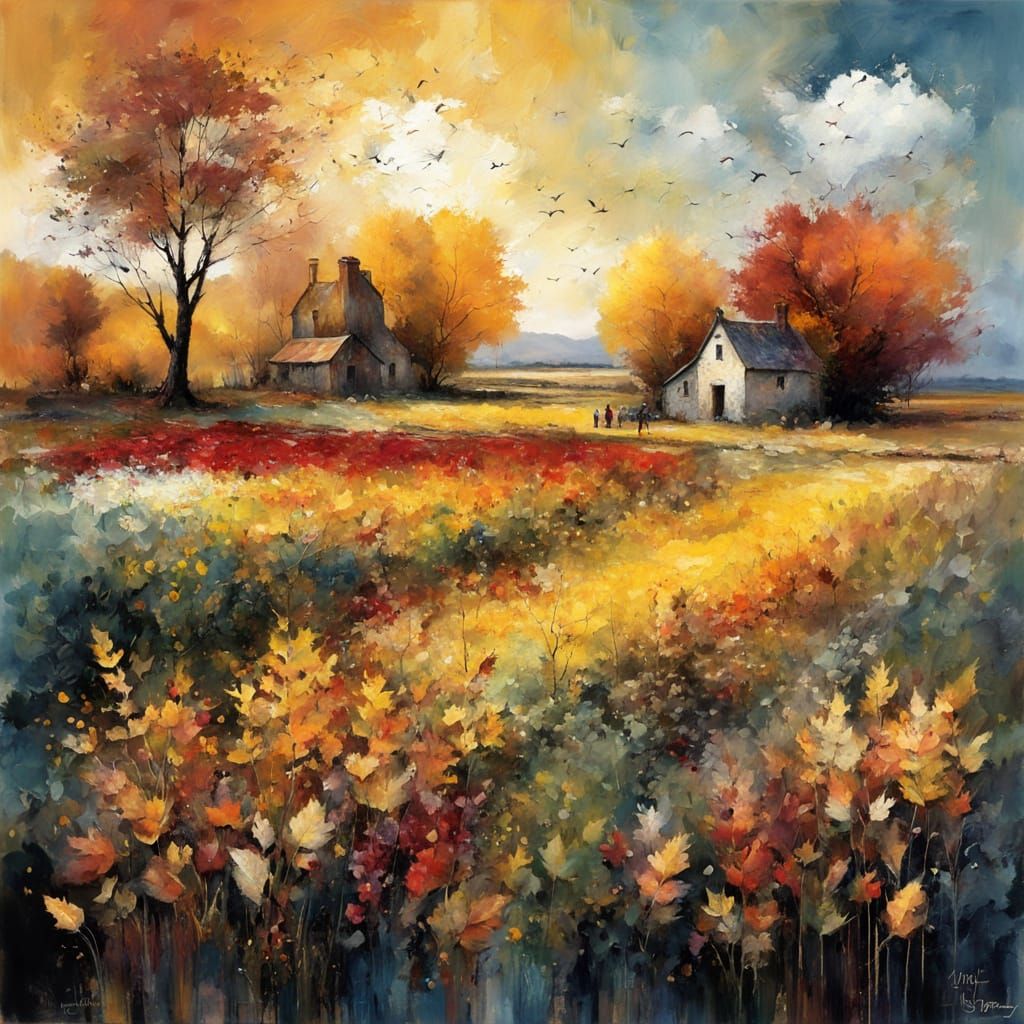 Vibrant Autumn Harvest in Expressionist Impasto Style