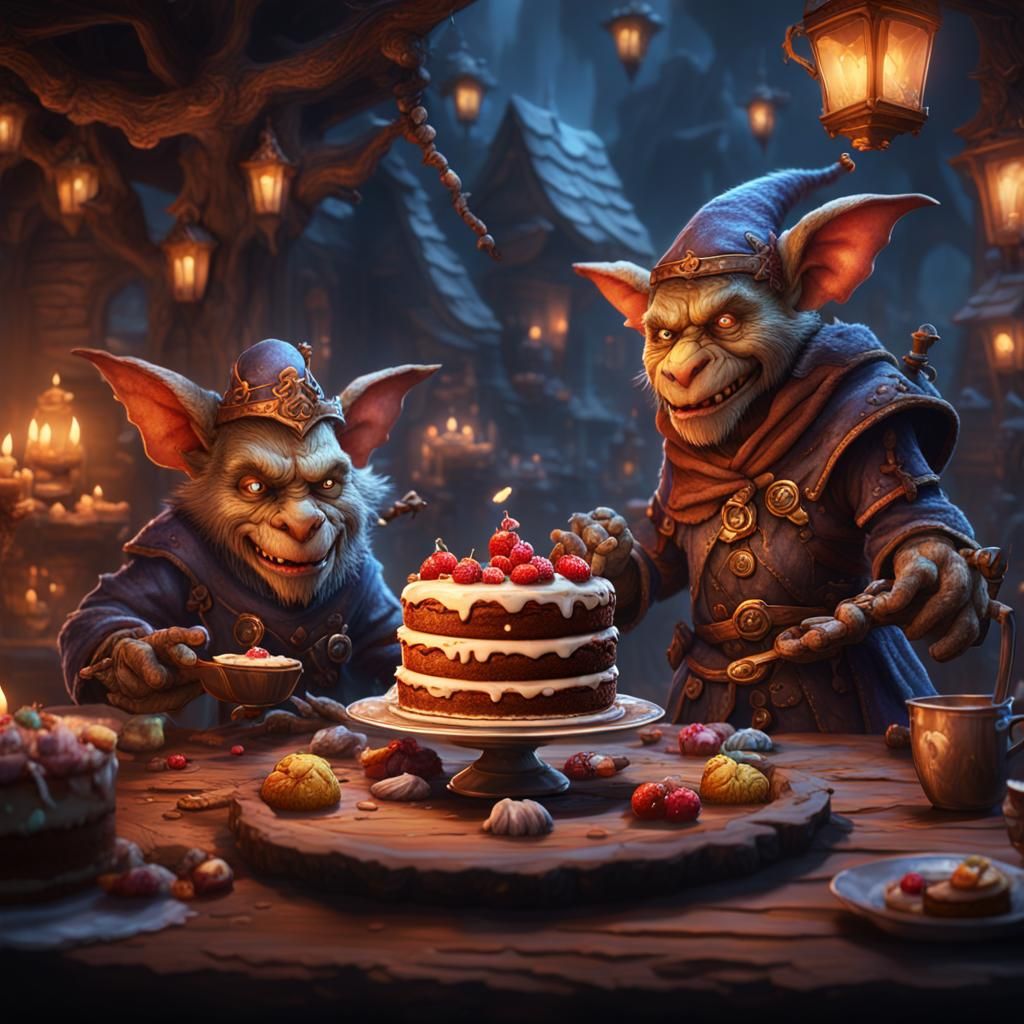 Kobolds Stealing Cakes: Fantasy Concept Art
