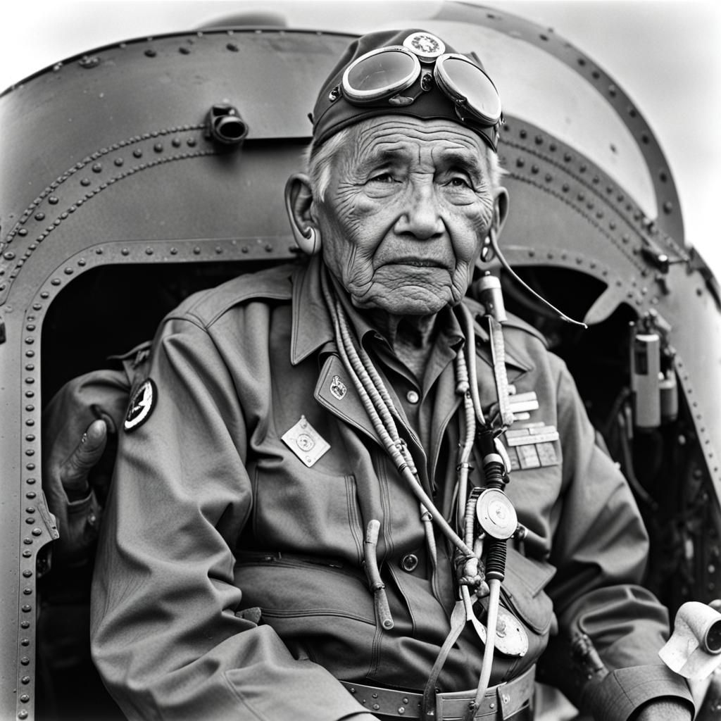 Navajo Code Talker in WWII Aircraft