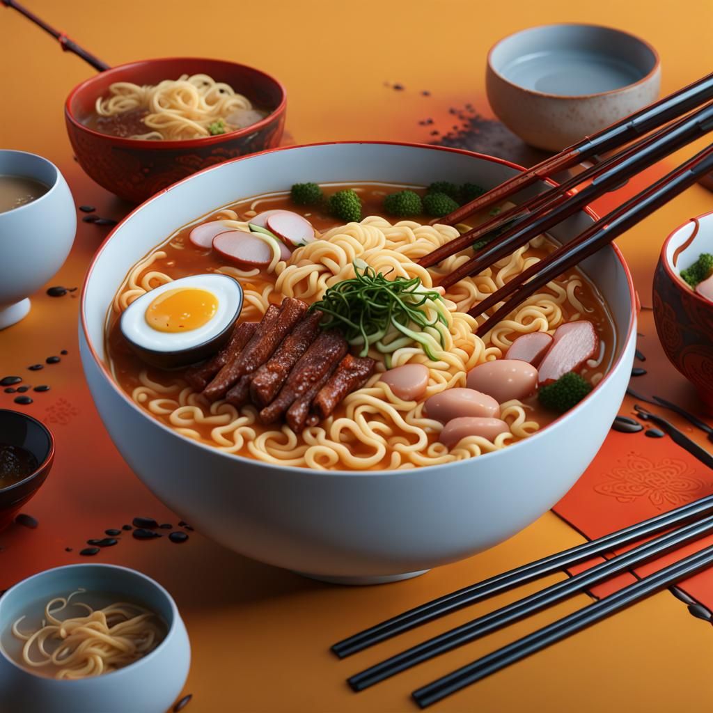 Detailed Ramen Matte Painting in Deep Color