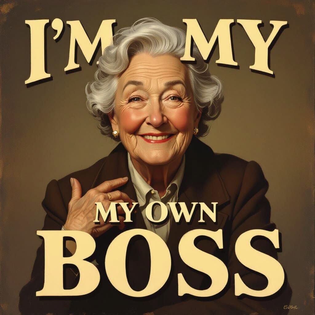 Elderly Figure Embodies Independence in Oil Painting Style