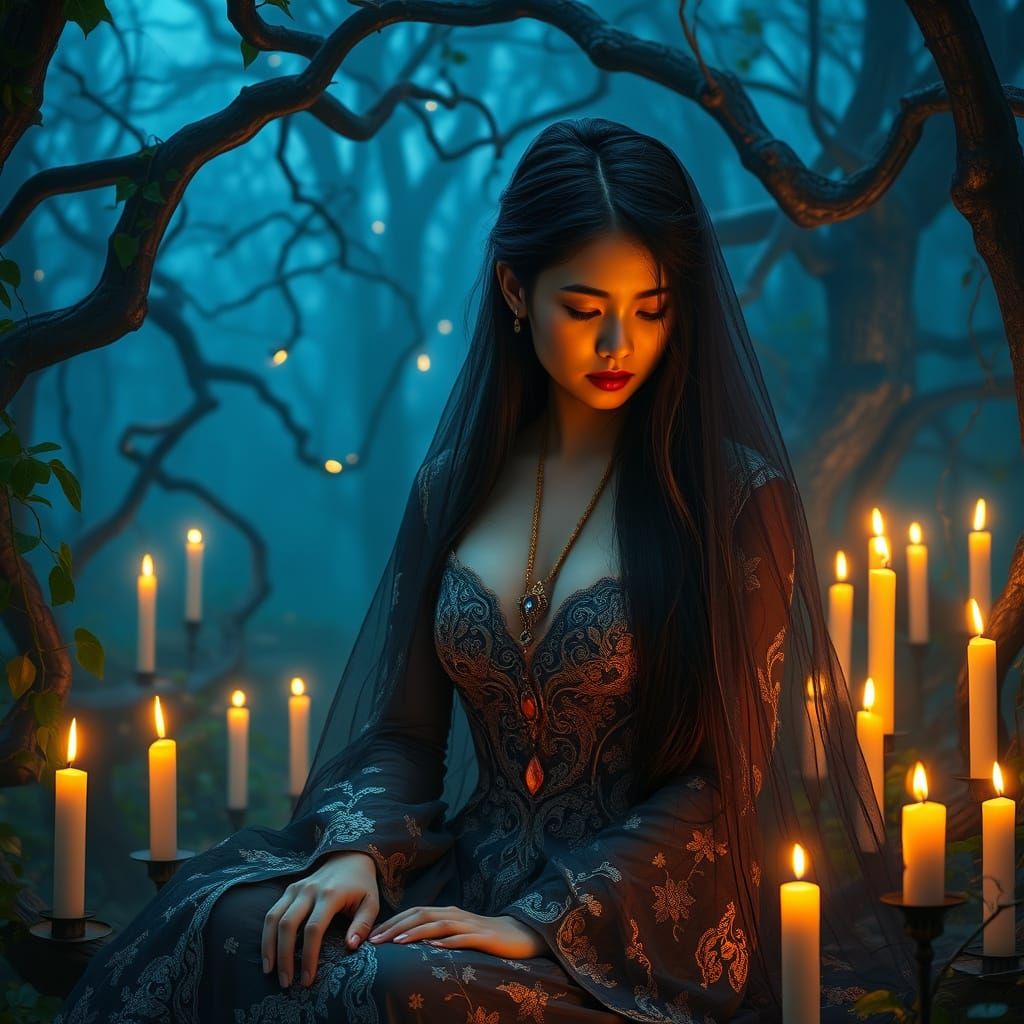 Enchanted Forest Maiden in Medieval-Inspired Gown