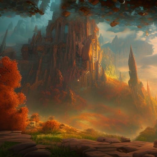 Fantastical Cartoon Concept Art in Deep Color