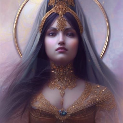 Ornate Portrait of a Beautiful Woman in Digital Art