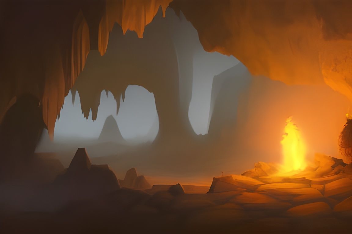 Flickering Torch Illuminates Detailed Cave Painting